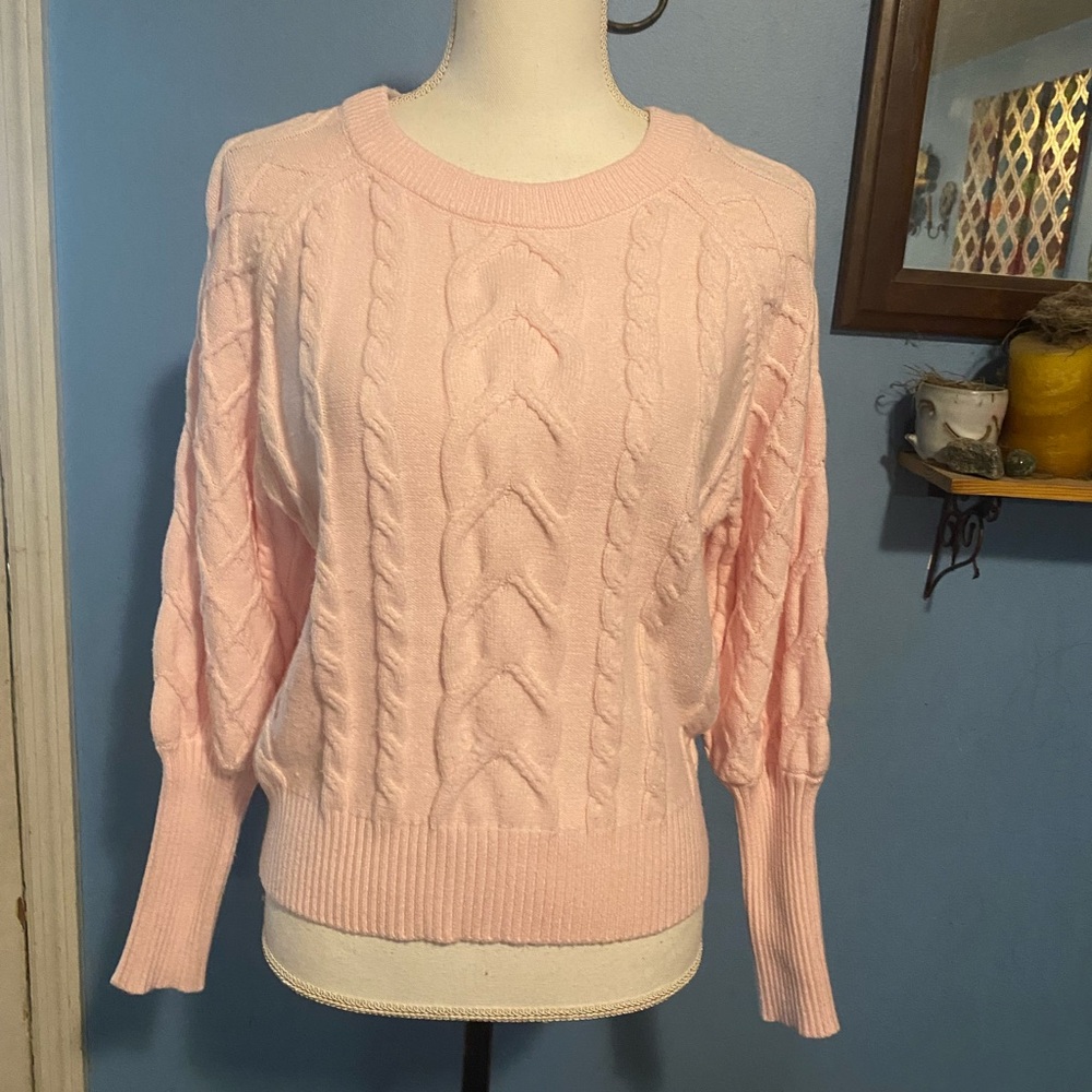Tahari, Pastel Pink, Cable Knit, Sweater